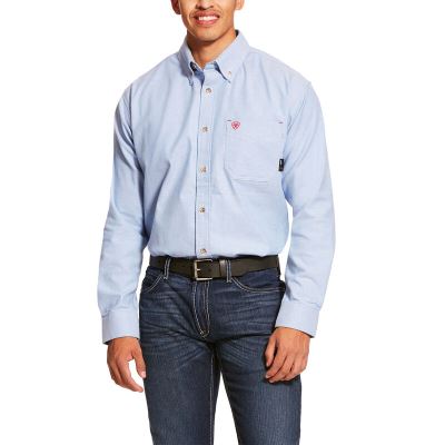 Ariat Work: FR Solid Twill DuraStretch Camisa Hombre - Azules (NYKRE3094)